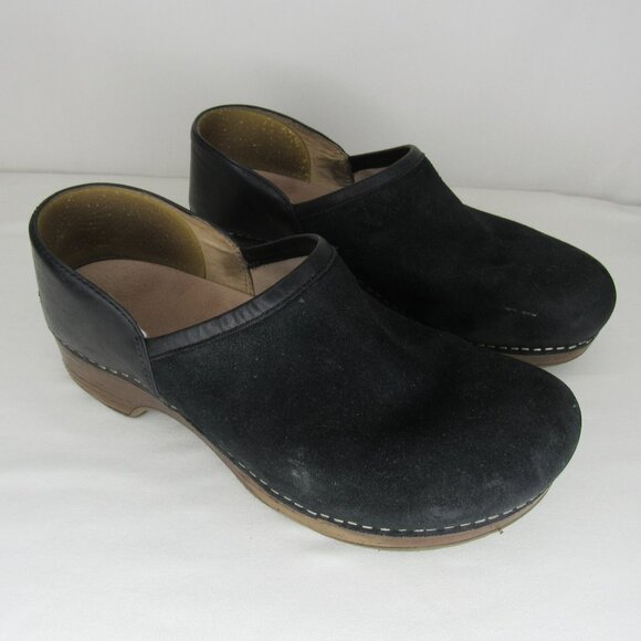 Dansko Black Brushed Suede Clogs Women's 39 9 - Picture 1 of 9